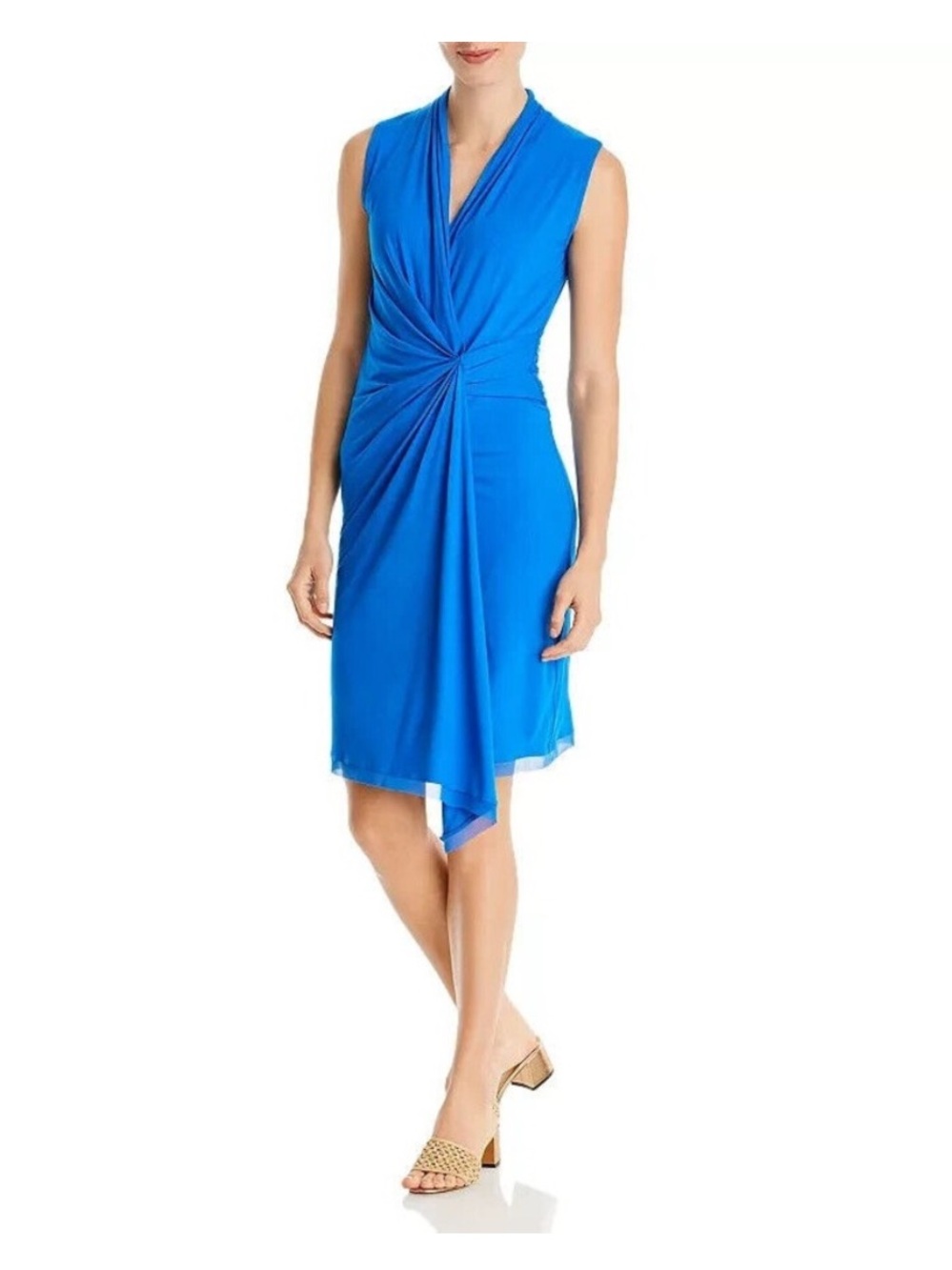 Kobi Halperin Maureen Blue Stretch Twist Front Sleeveless Cocktail Dress Size XS